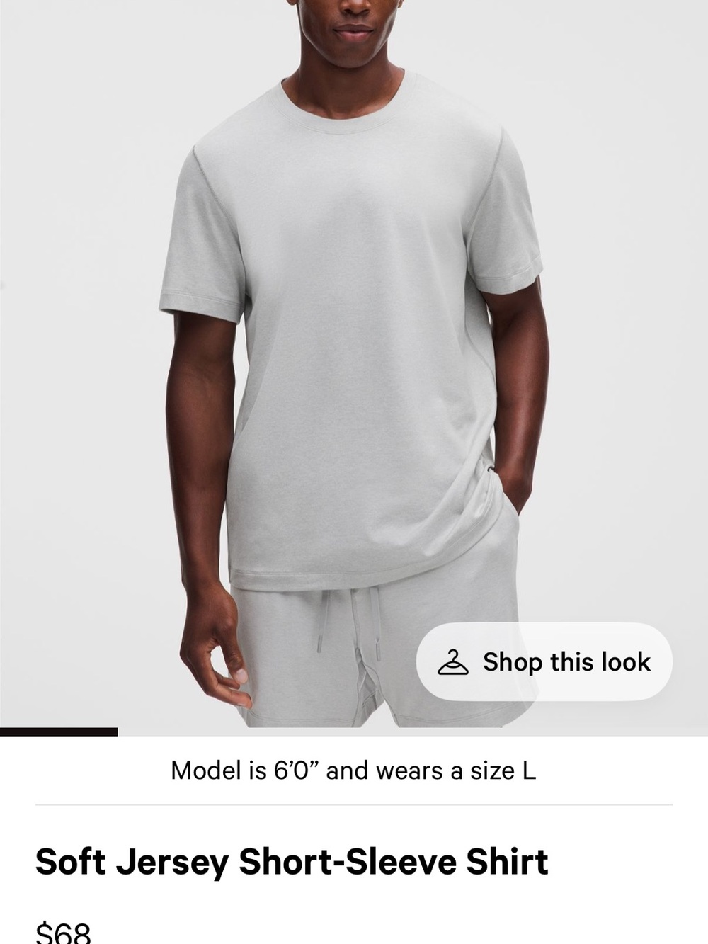 lululemon athletica Light Gray Short-Sleeve Jersey Shirt